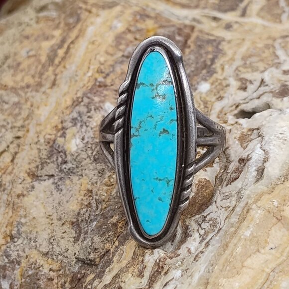 Bell Trading Post Jewelry - Vtg Older 1960s  Bell Trading Post Sterling Silver Turquoise Ring Size 9